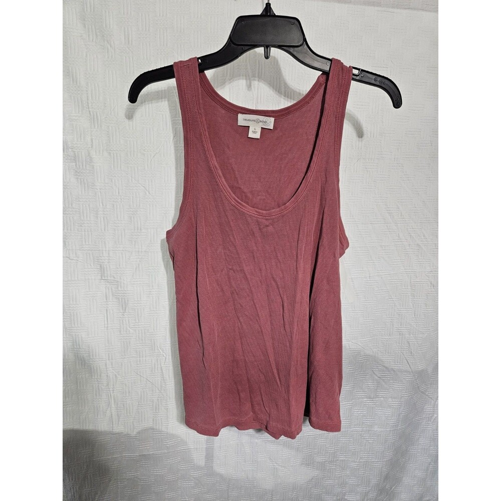 Sz L - Treasure & Bond Red/Burgundy Tank Top Women's Small Ribbed Long Sleeveles
